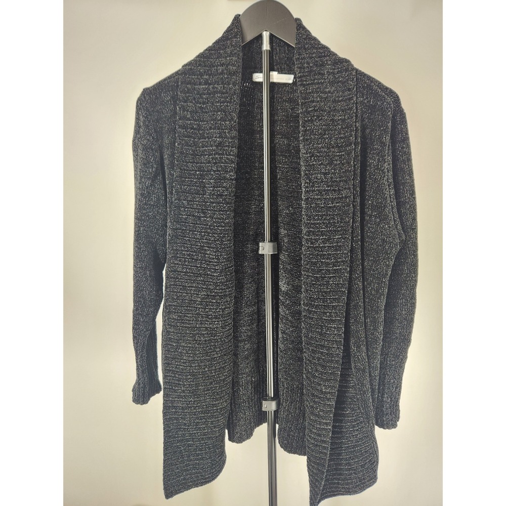 Seven7 Womens Charcoal Gray Chenille Open Front Cardigan Sweater Large 7M7489